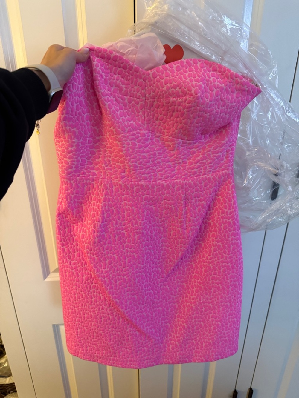 Hutch Strapless Pink Textured Cocktail Dress